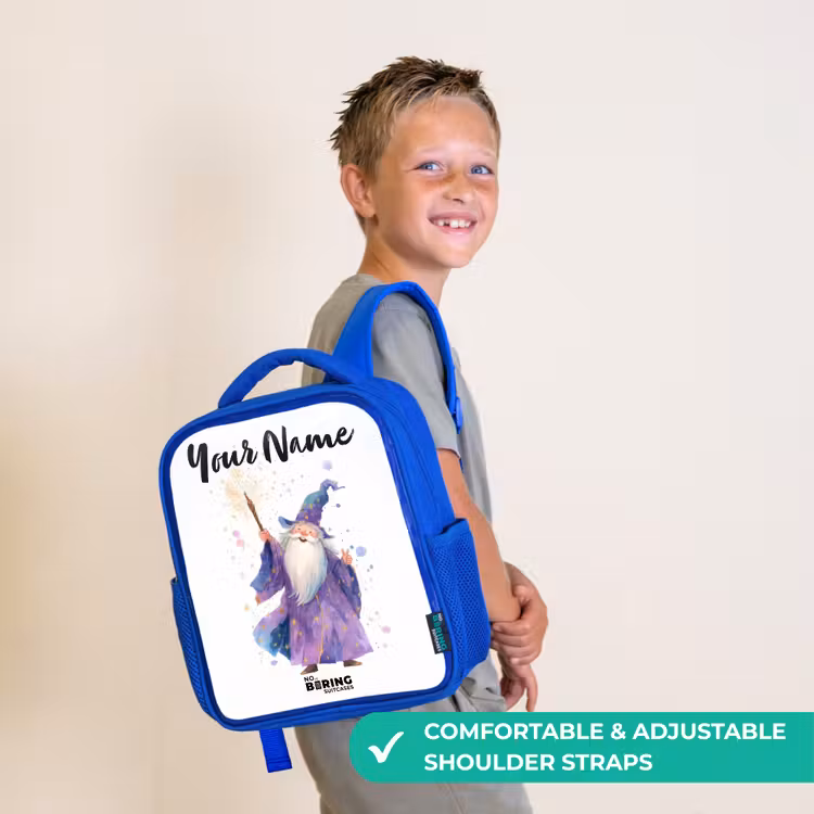 Kids backpack - Blue - Old magician with staff — 4