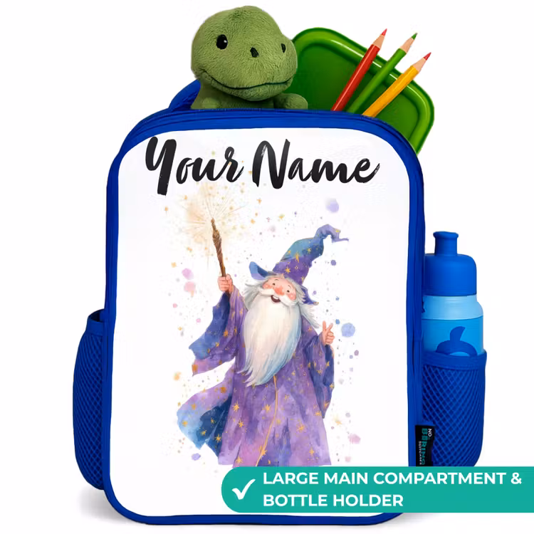 Kids backpack - Blue - Old magician with staff — 5