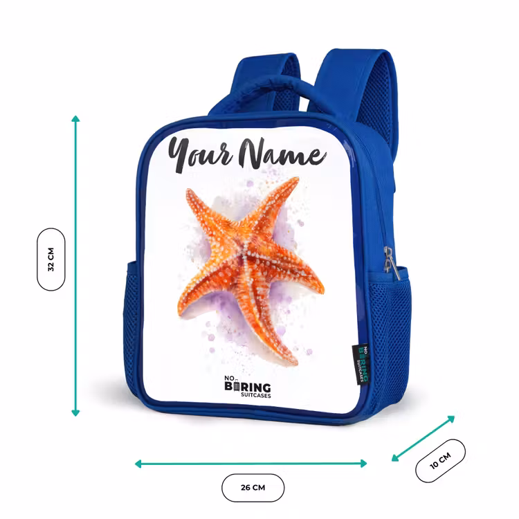 Kids backpack - Blue - Orange Starfish Illustration — 6