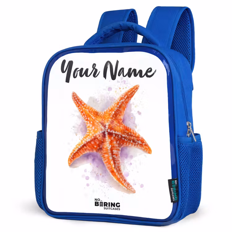 Kids backpack - Blue - Orange Starfish Illustration — 7