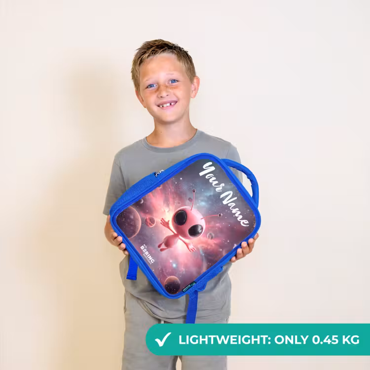 Kids backpack - Blue - Pink Alien in Star Nebula — 3