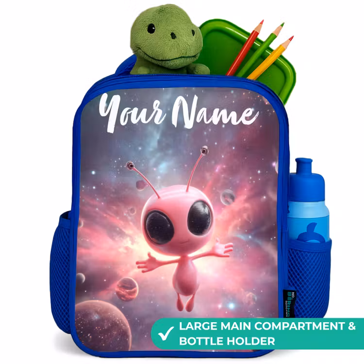 Kids backpack - Blue - Pink Alien in Star Nebula — 5