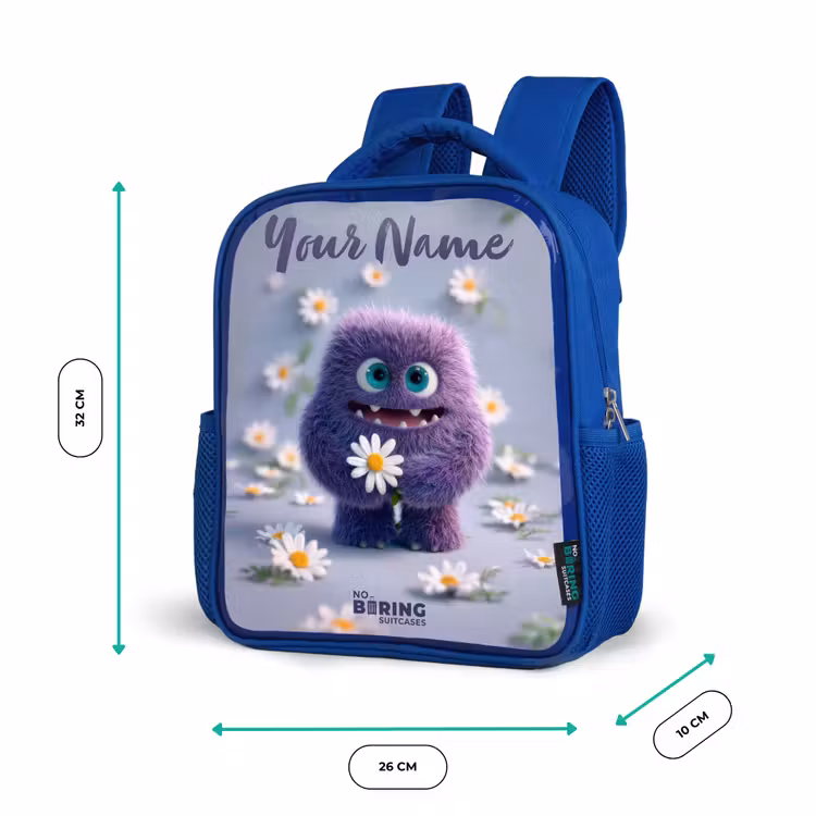 Kids backpack - Blue - Purple Fluffy Friend with Daisy — 6