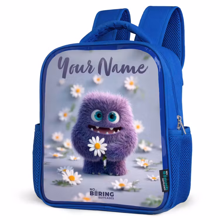 Kids backpack - Blue - Purple Fluffy Friend with Daisy — 7