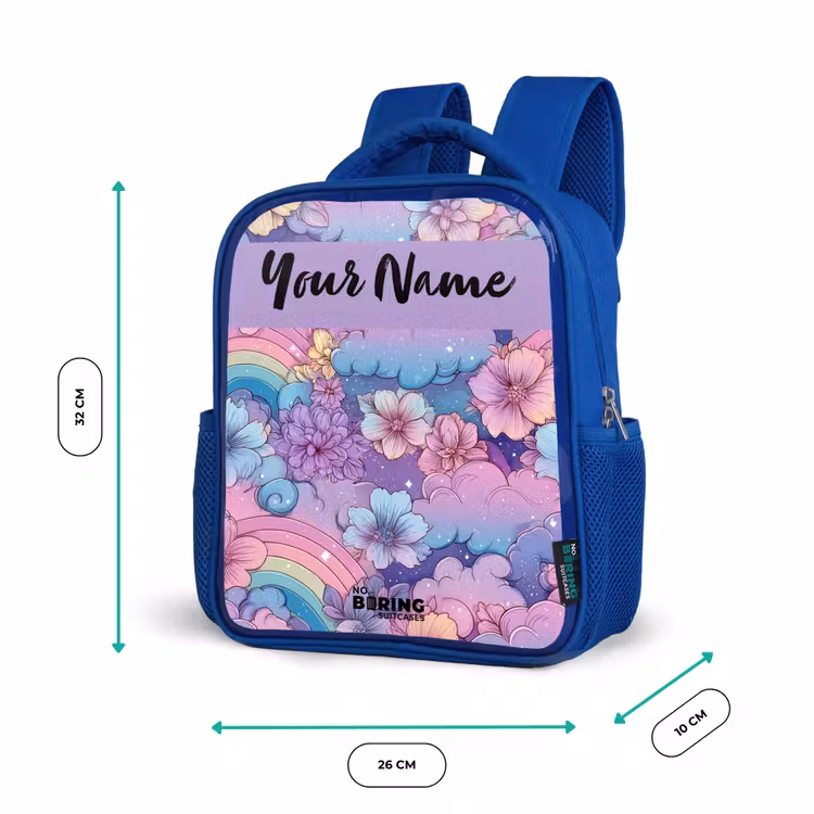 Kids backpack - Blue - Rainbows - Flowers - Colorful — 6