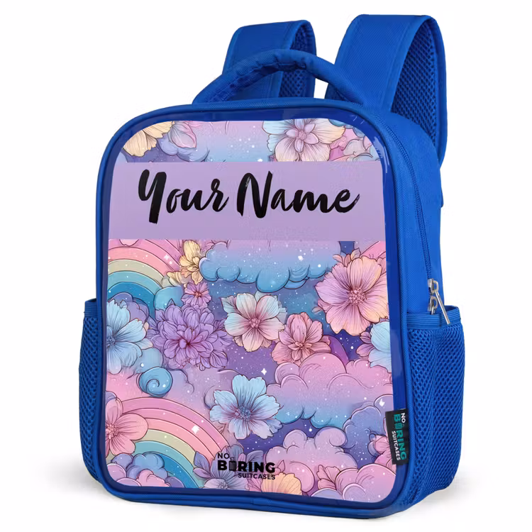 Kids backpack - Blue - Rainbows - Flowers - Colorful — 7