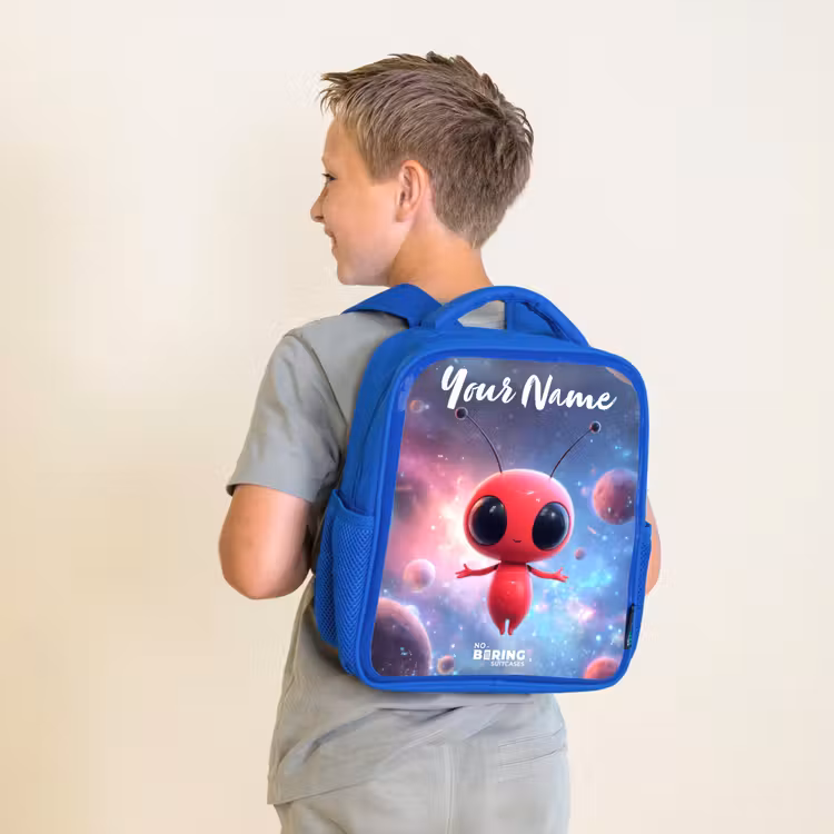 Kids backpack - Blue - Red Space Being in Cosmic Dance — 2