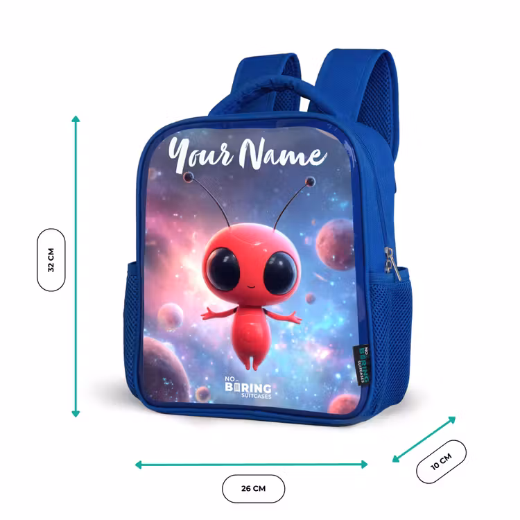 Kids backpack - Blue - Red Space Being in Cosmic Dance — 6