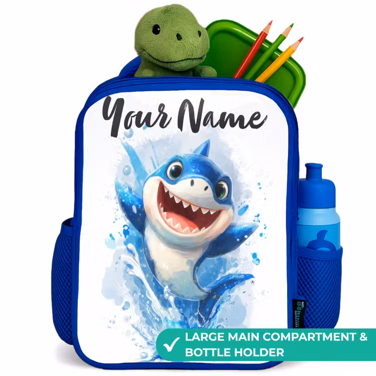 Kids backpack - Blue - Shark - Teeth - Water — 5