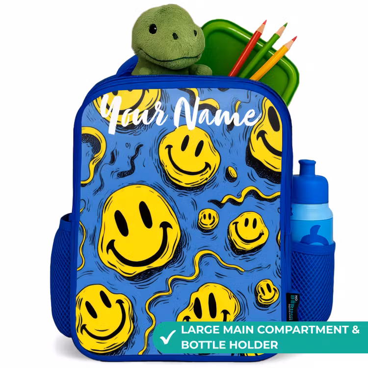 Kids backpack - Blue - Smiley - Blue - Yellow — 5