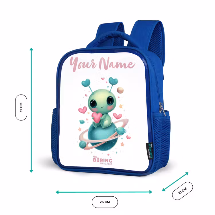 Kids backpack - Blue - Sweet alien creature with heart — 6