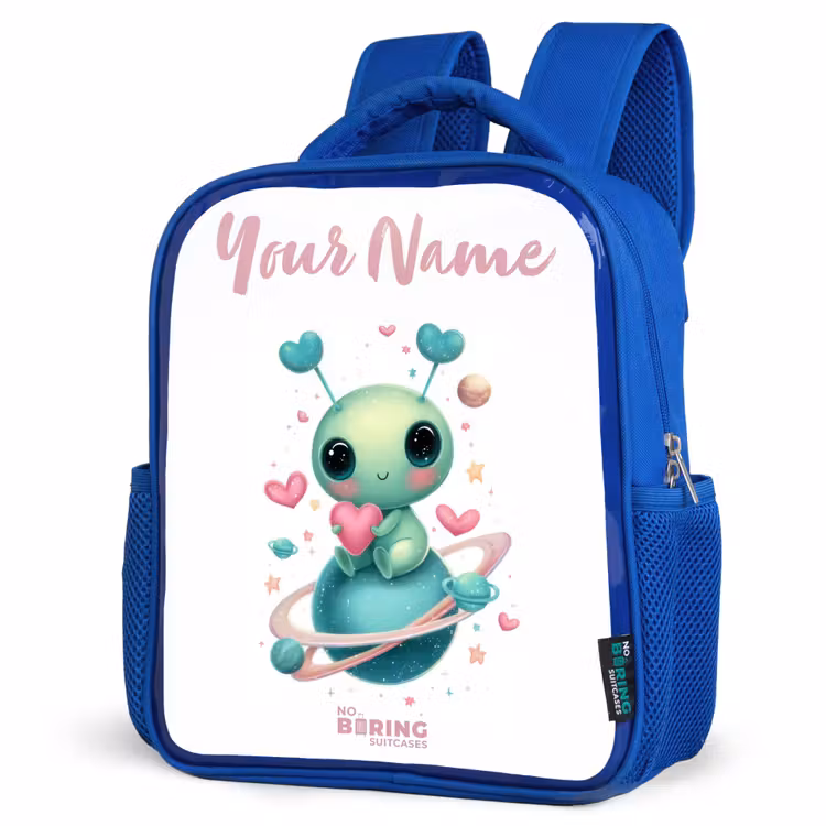 Kids backpack - Blue - Sweet alien creature with heart — 7