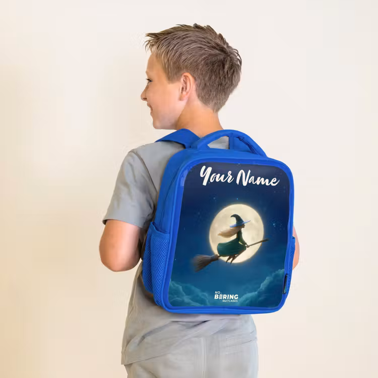 Kids backpack - Blue - Witch in Moonlight Flight — 2
