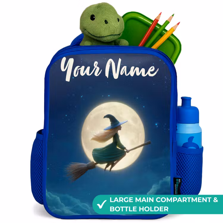 Kids backpack - Blue - Witch in Moonlight Flight — 5