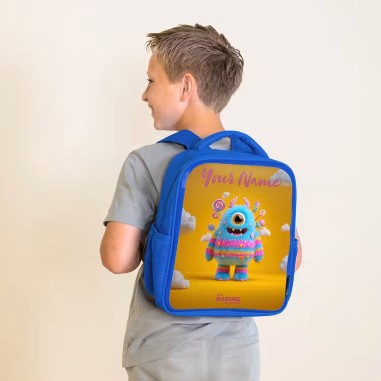 Kids backpack - Blue - Candy - Monster - Rainbow — 2