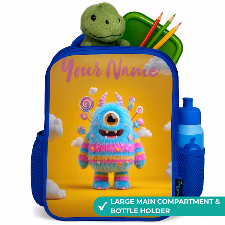 Kids backpack - Blue - Candy - Monster - Rainbow — 5