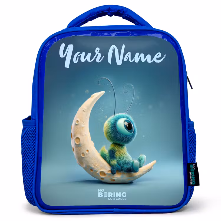 Kids backpack - Blue - Dreamy Creature on the Moon — 1