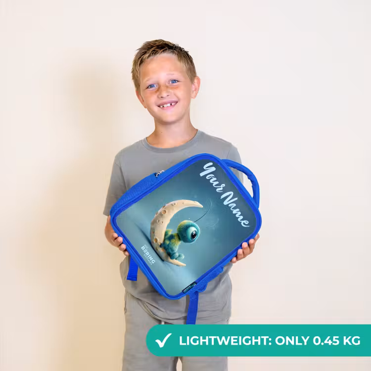 Kids backpack - Blue - Dreamy Creature on the Moon — 3