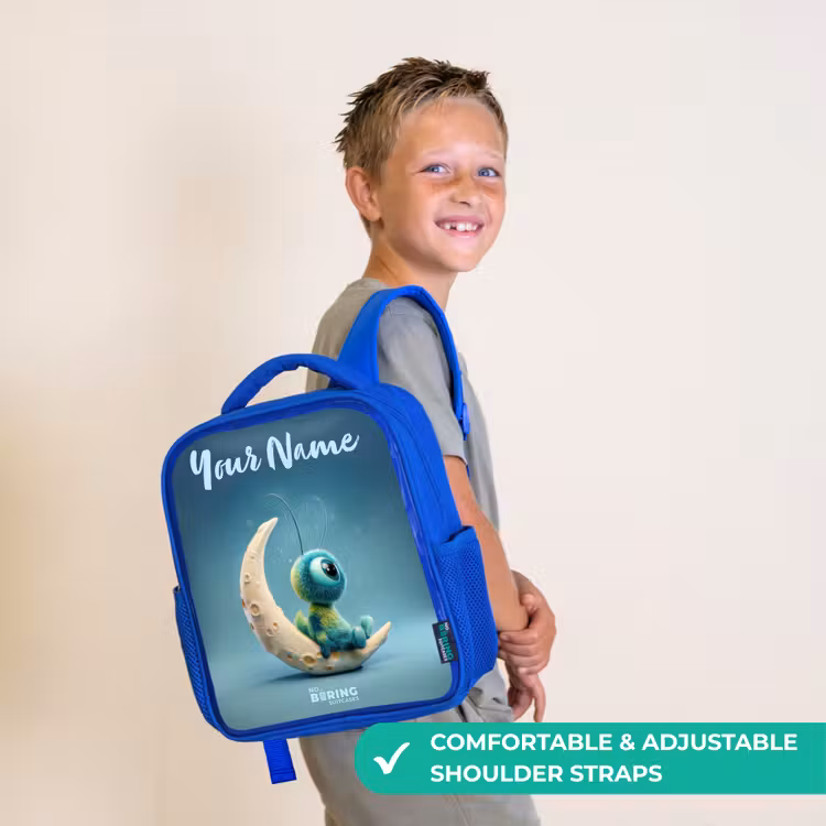 Kids backpack - Blue - Dreamy Creature on the Moon — 4