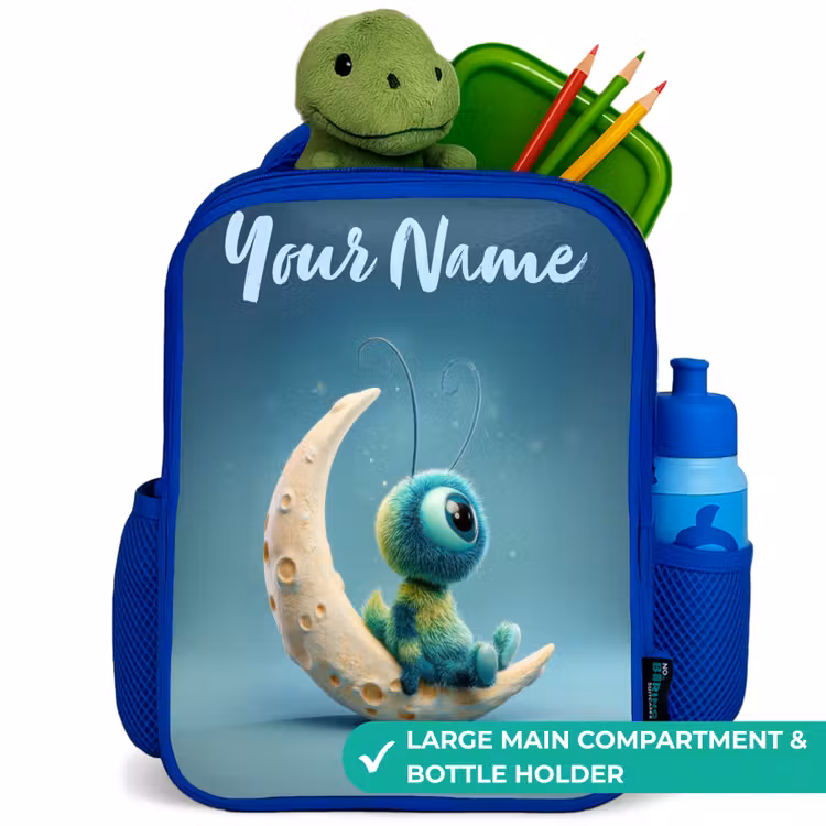 Kids backpack - Blue - Dreamy Creature on the Moon — 5