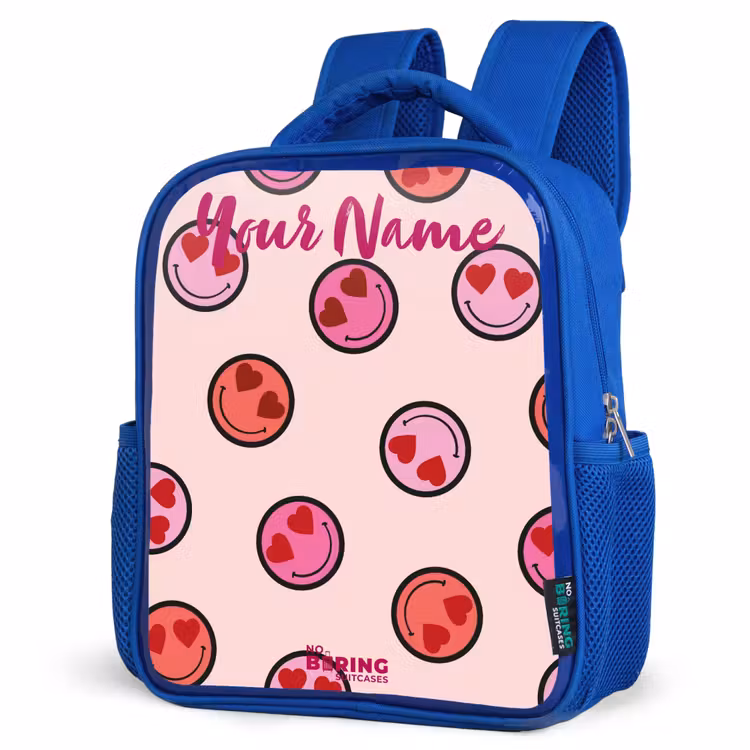 Kids backpack - Blue - Heart - Smiley - Pattern — 7