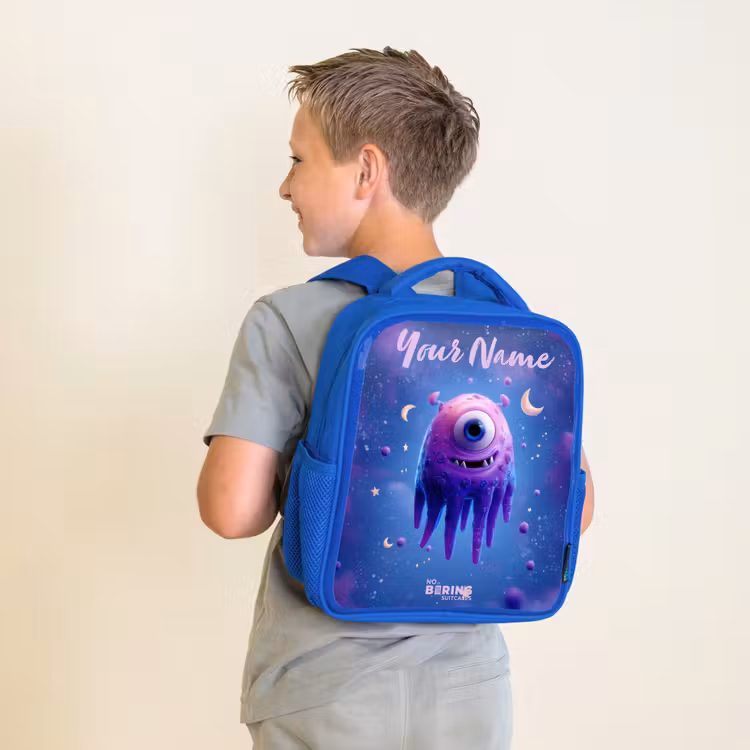 Kids backpack - Blue - Merry purple eye in space — 2