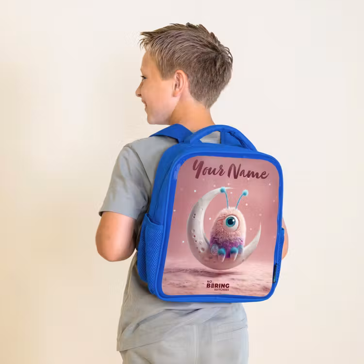 Kids backpack - Blue - Moon rocker with Fluffy Weasel — 2