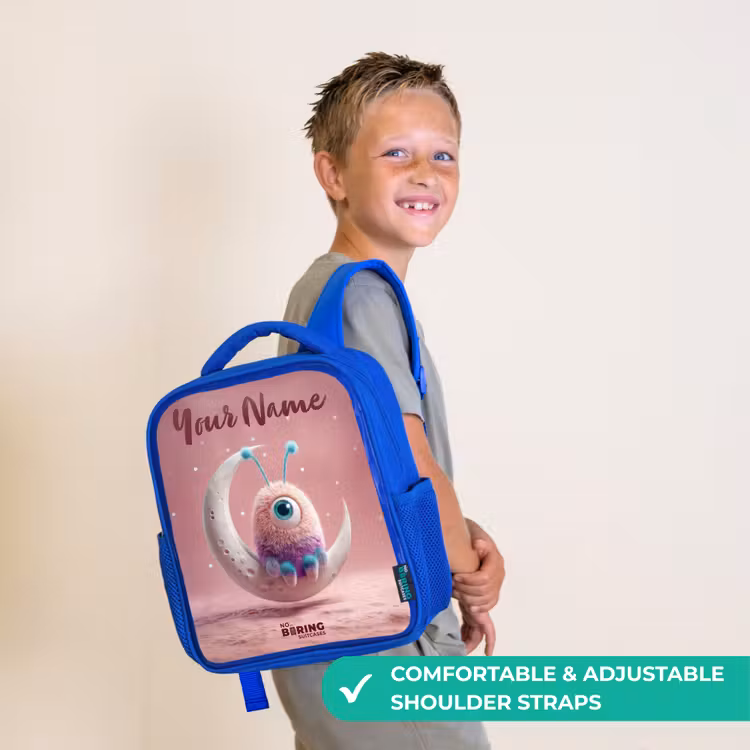 Kids backpack - Blue - Moon rocker with Fluffy Weasel — 4