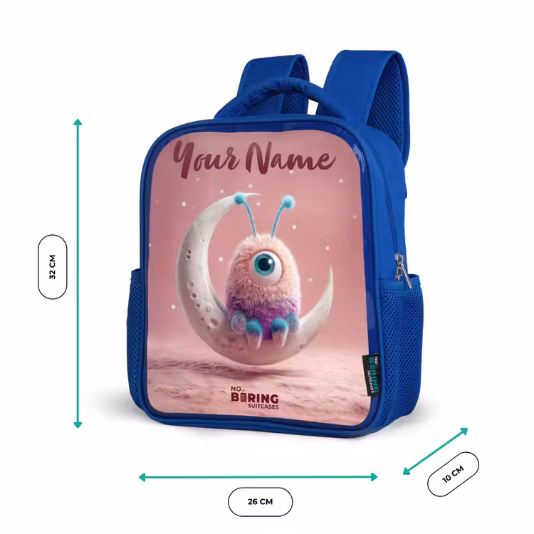 Kids backpack - Blue - Moon rocker with Fluffy Weasel — 6