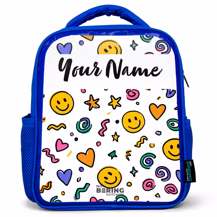 Kids backpack - Blue - Smiley - Heart - Star — 1