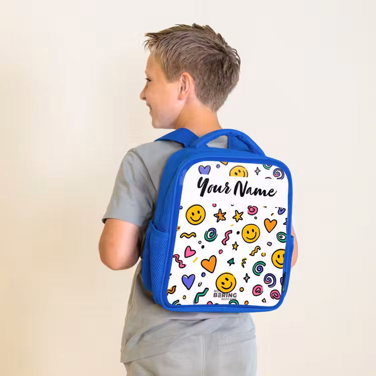 Kids backpack - Blue - Smiley - Heart - Star — 2