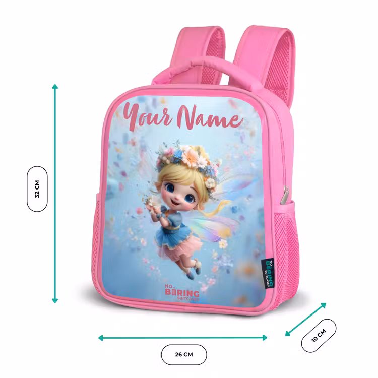 Kids backpack - Pink - Butterfly Fairy in Flower Air — 3