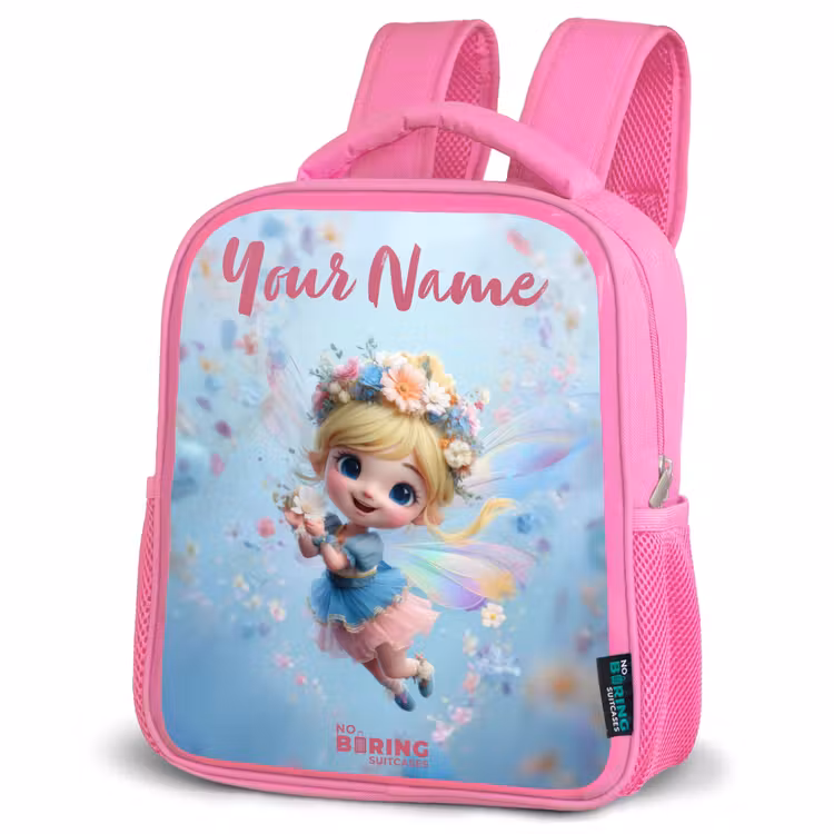 Kids backpack - Pink - Butterfly Fairy in Flower Air — 4