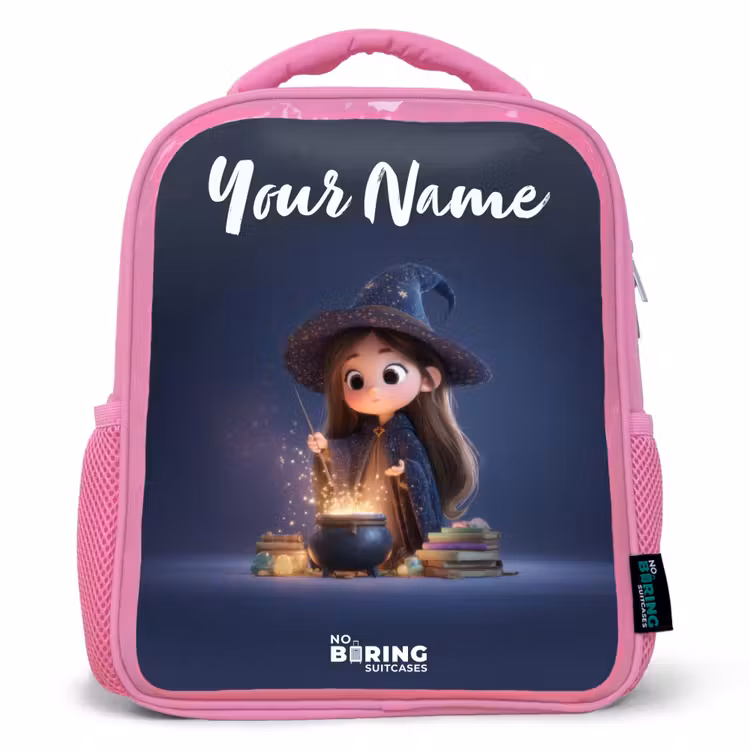 Kids backpack - Pink - Enchanted girl with cauldron — 1
