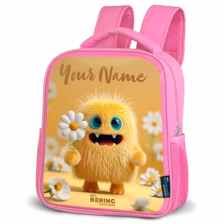 Kids backpack - Pink - Monster - Creature - Flower - Yellow — 4