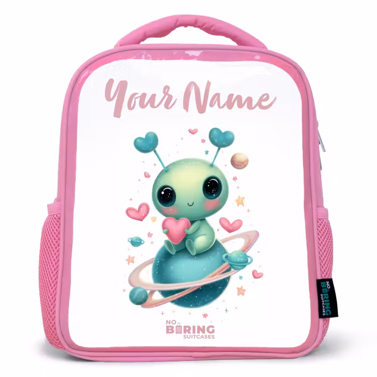 Kids backpack - Pink - Sweet alien creature with heart — 1