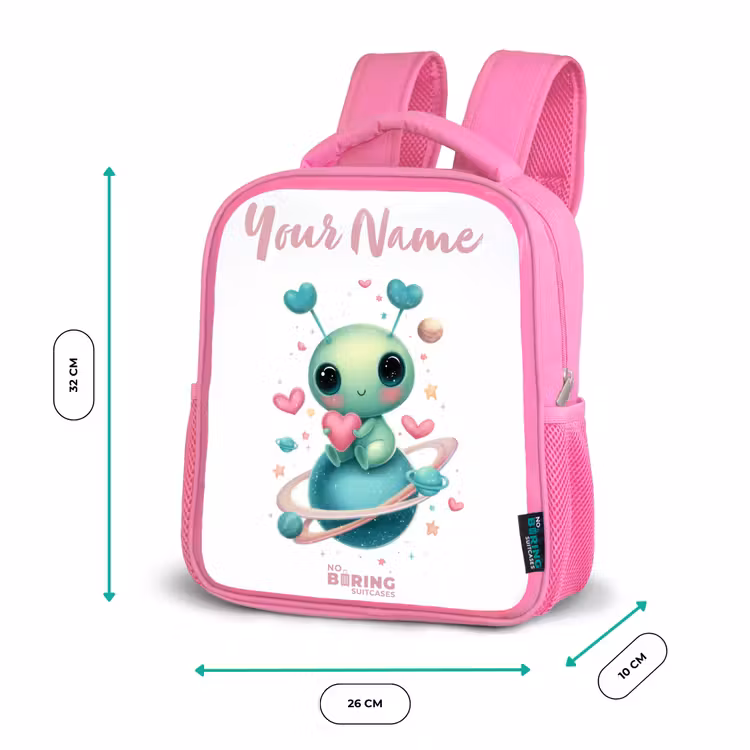 Kids backpack - Pink - Sweet alien creature with heart — 3