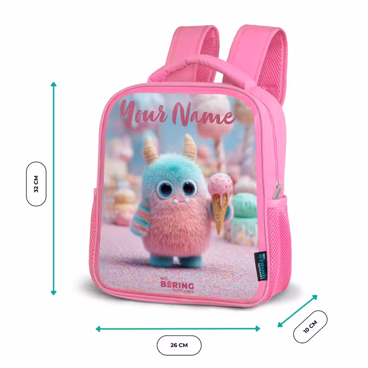 Kids backpack - Pink - Sweet Monster Candy Adventure — 3