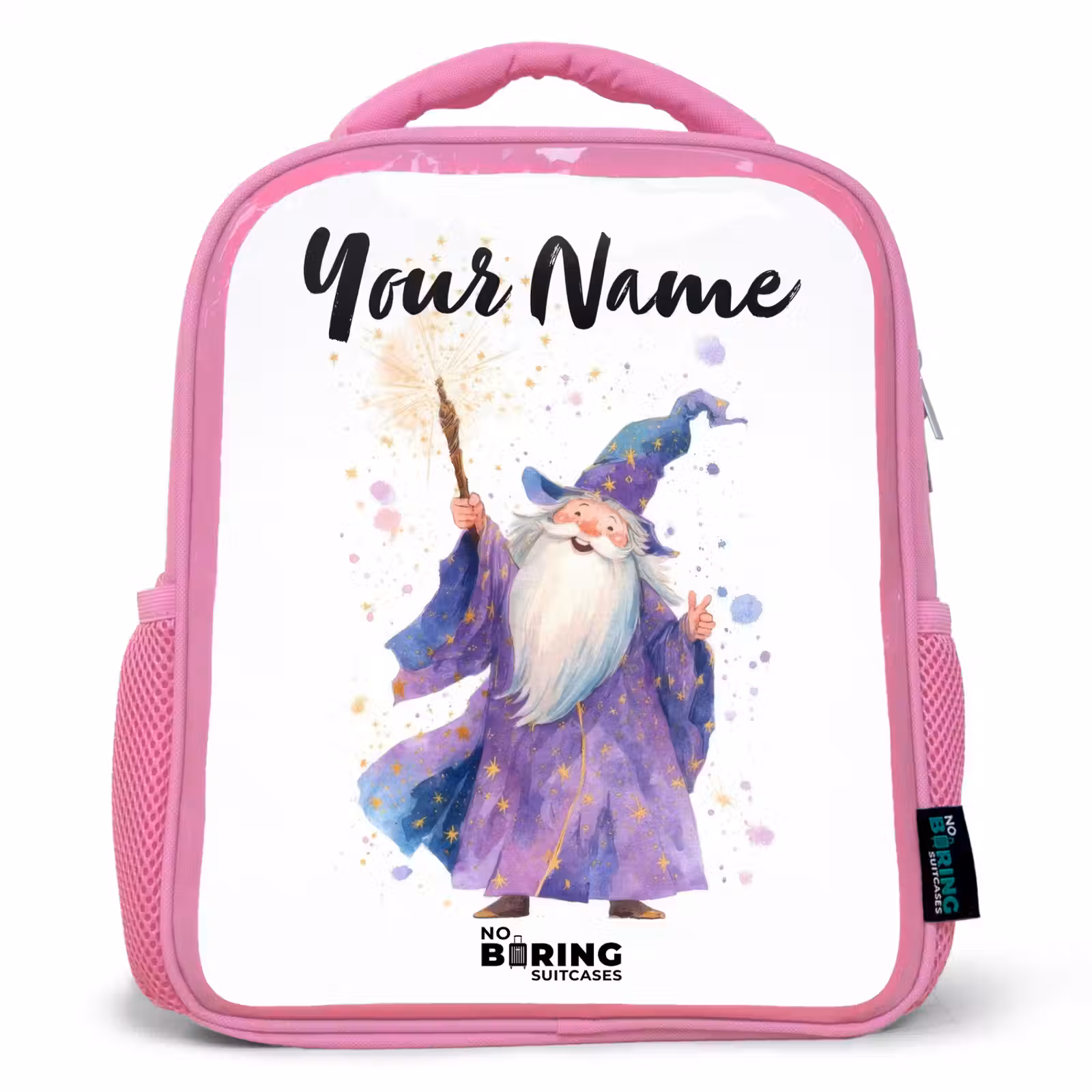 Kids backpack - Pink - Old magician with staff — 1