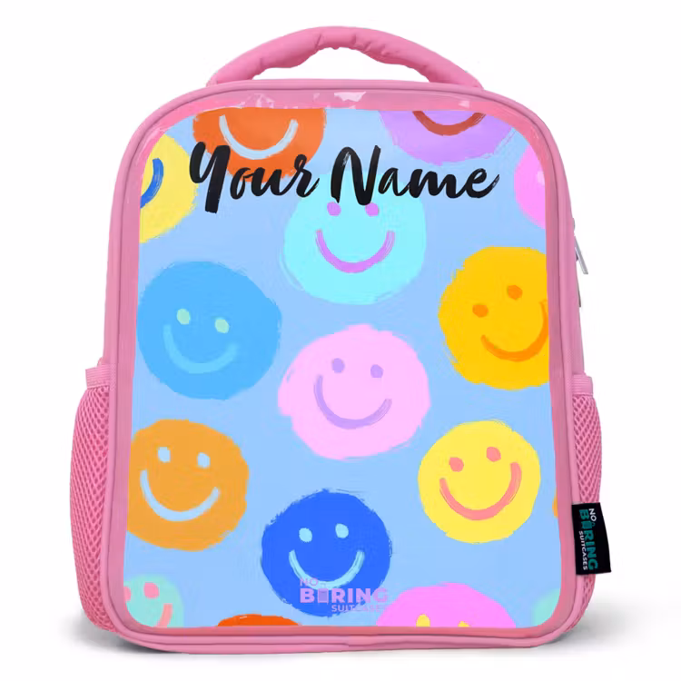 Kids backpack - Pink - Cheerful pattern of smileys — 1