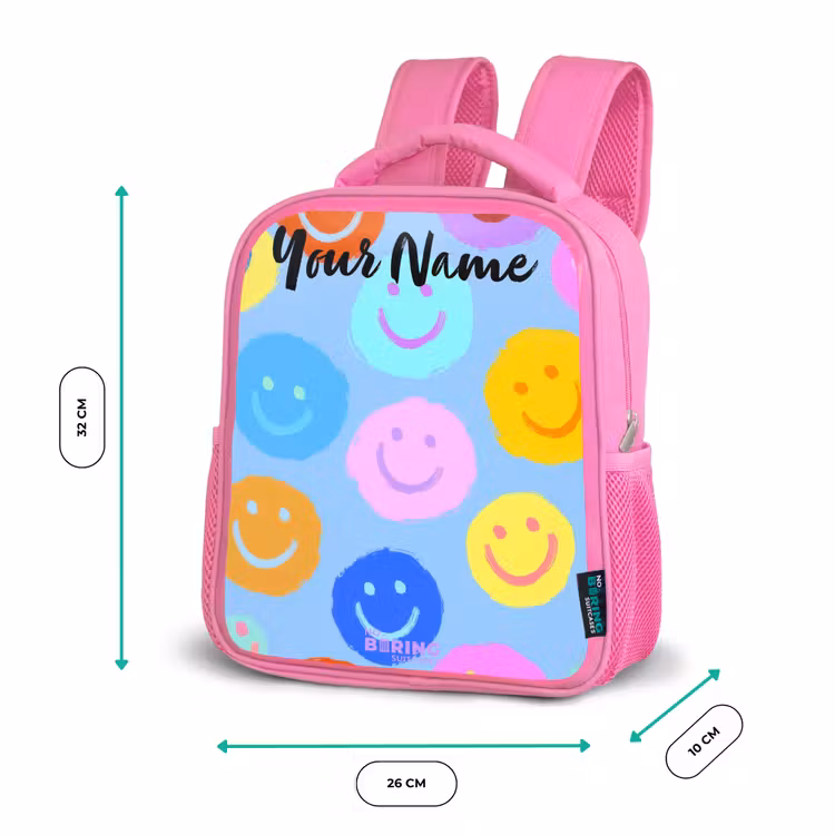 Kids backpack - Pink - Cheerful pattern of smileys — 3