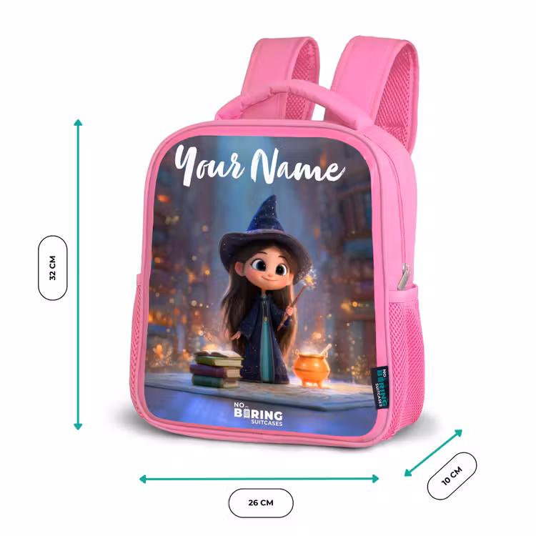 Kids backpack - Pink - Little enchantress in library — 3