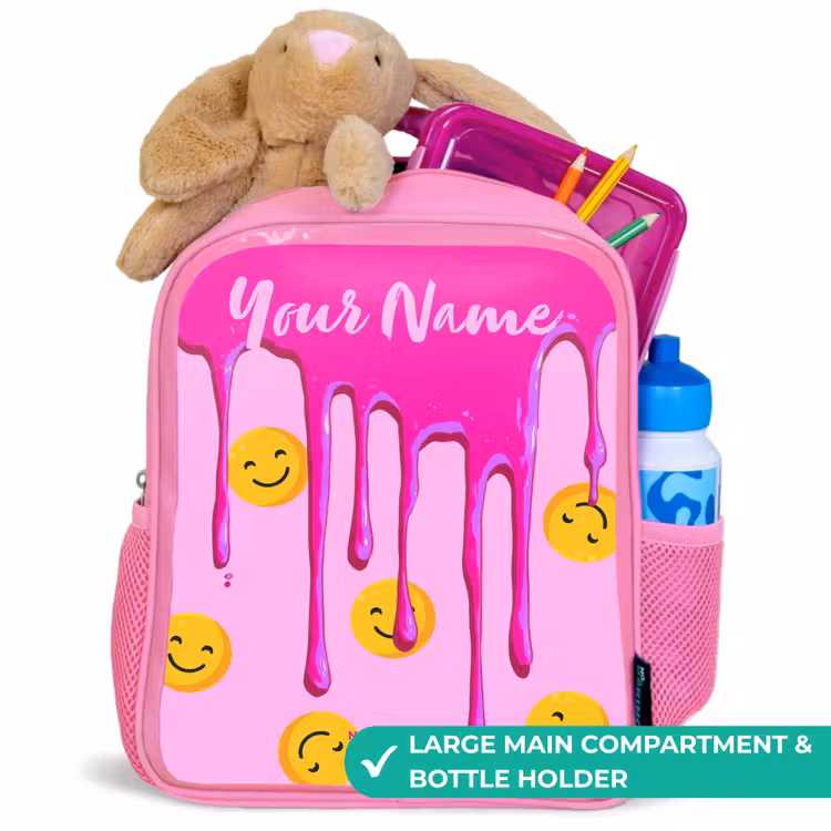 Kids backpack - Pink - Paint - Smiley face - Pink — 2