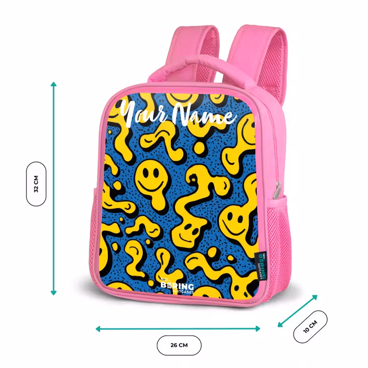 Kids backpack - Pink - Smiley - Yellow - Blue — 3