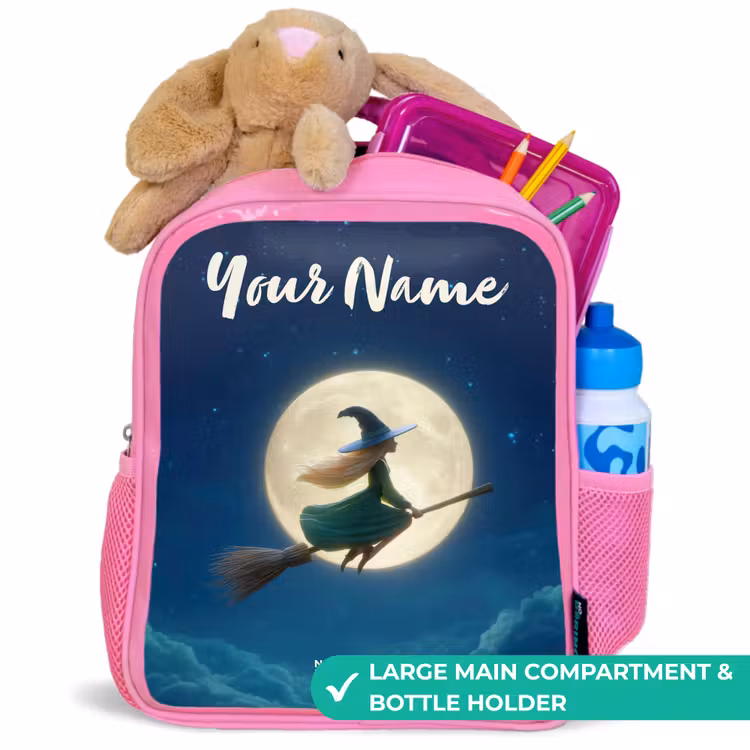 Kids backpack - Pink - Witch in Moonlight Flight — 2