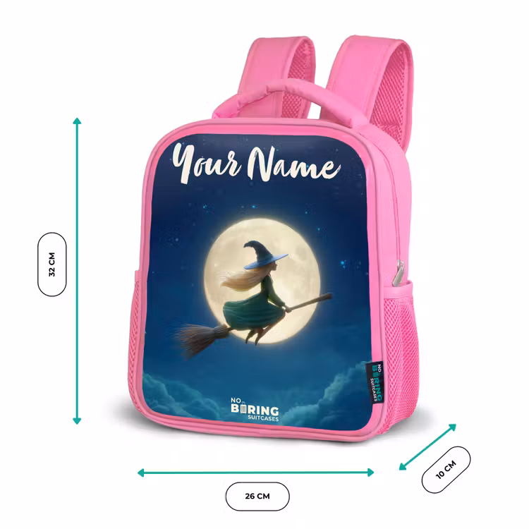 Kids backpack - Pink - Witch in Moonlight Flight — 3