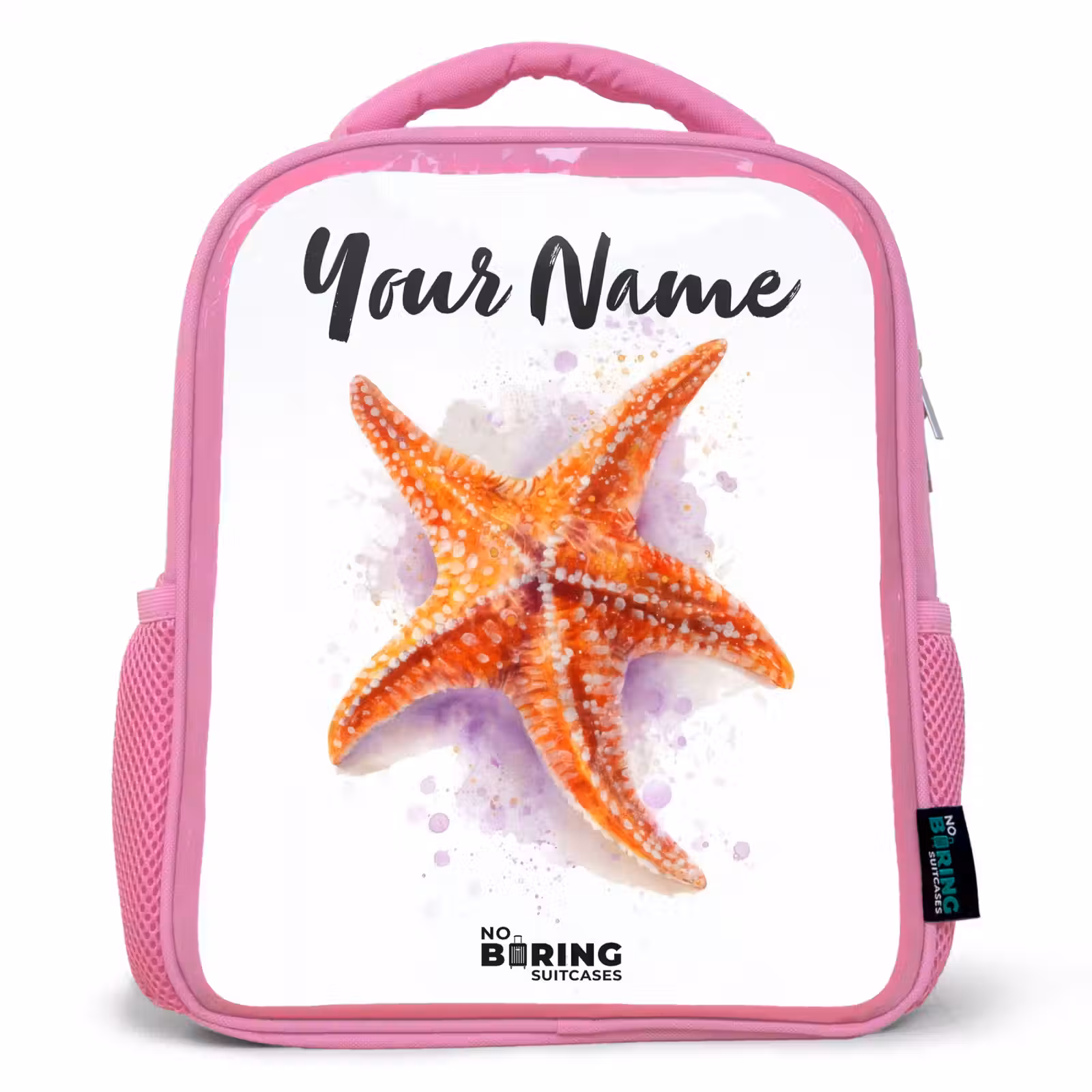 Kids backpack - Pink - Orange Starfish Illustration — 1