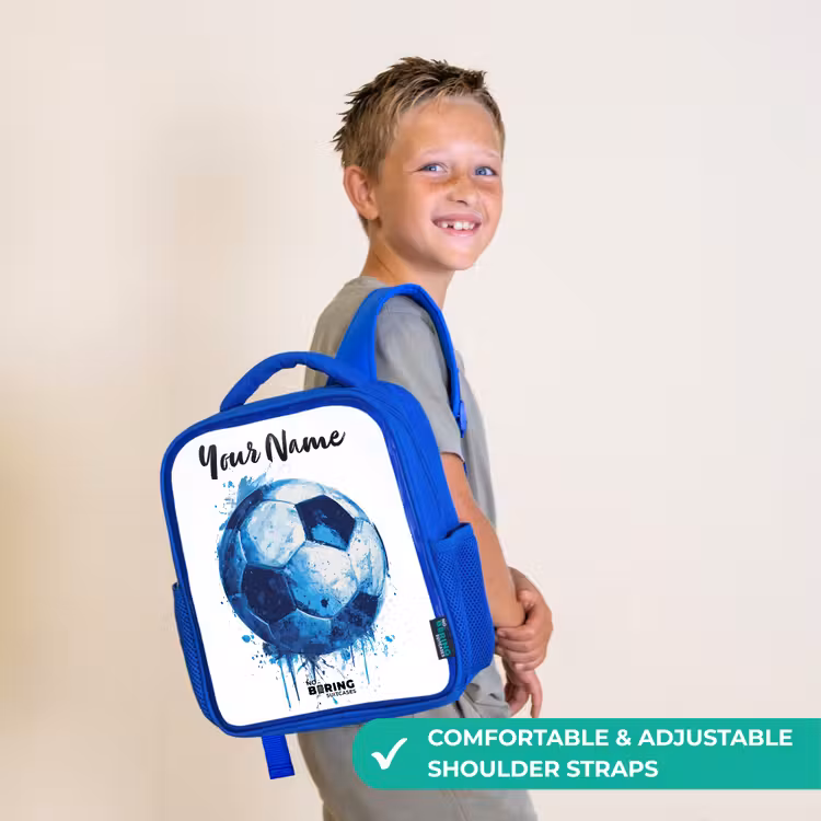 Kids backpack with name - Blue - Soccer vibes - Ink splashes - Blue — 4