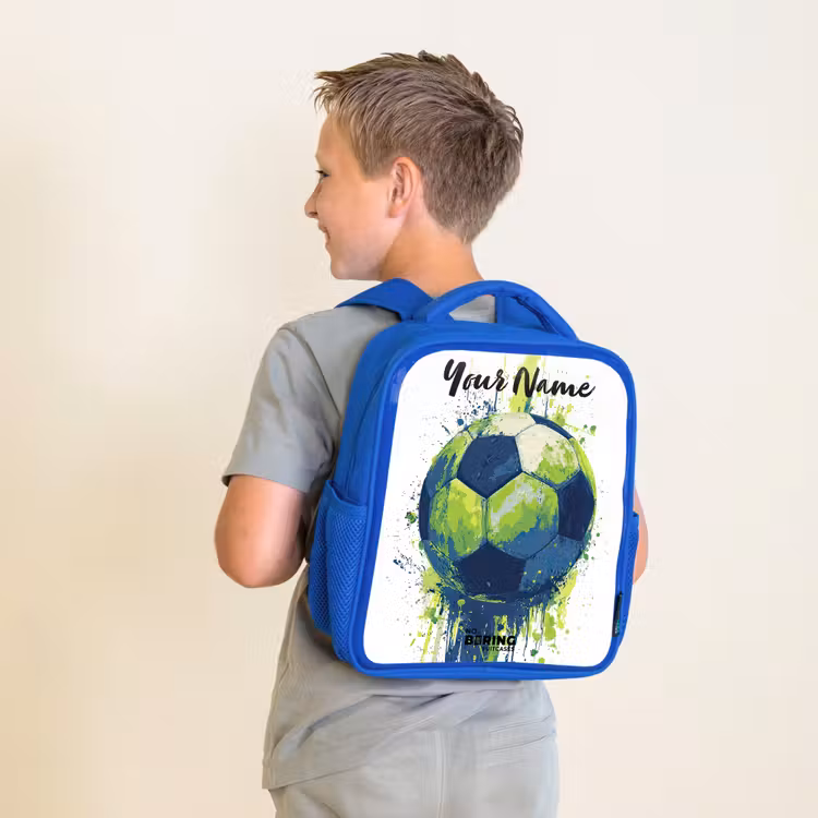 Kids backpack with name - Blue - Soccer Vibes - Paint - Green - Blue — 2