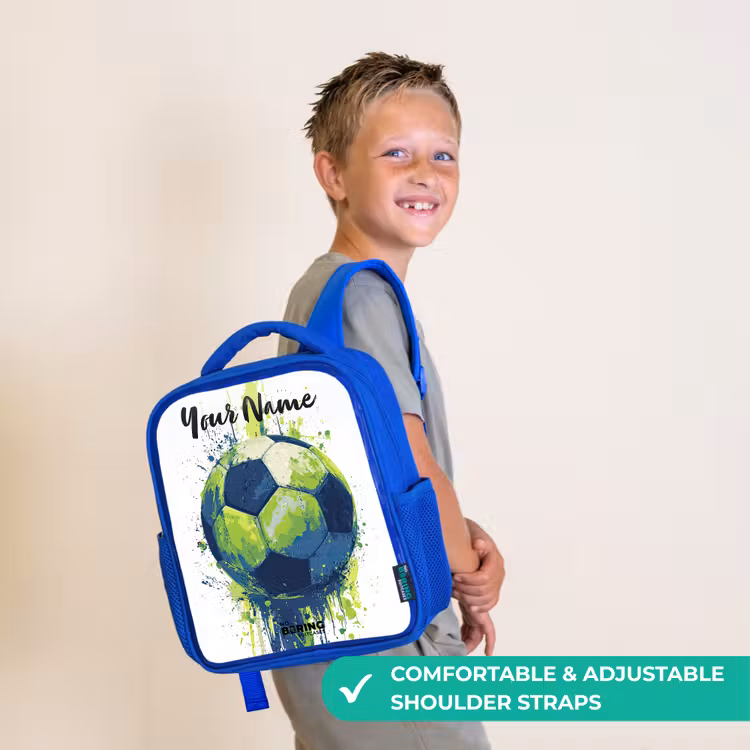 Kids backpack with name - Blue - Soccer Vibes - Paint - Green - Blue — 4